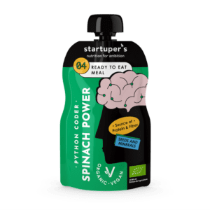 Startuper’s Smoothies PYTHON CODER – sveikas žalios citrinos, špinatų ir kivių skonio ekologiškas užkandis, 200 g pakuotės priekinė pusė Startuper’s Smoothies PYTHON CODER – sveikas žalios citrinos, špinatų ir kivių skonio ekologiškas užkandis, 200 g pakuotės priekinė pusė