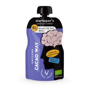 Startuper’s Smoothies UNICORN – sveikas juodojo šokolado ir braškių skonio ekologiškas užkandis, 200 g pakuotės priekinė pusė Startuper’s Smoothies UNICORN – sveikas juodojo šokolado ir braškių skonio ekologiškas užkandis, 200 g pakuotės priekinė pusė