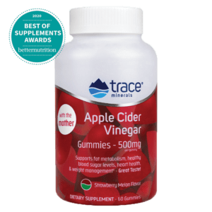 Trace Minerals obuolių acto guminukai – 60 guminukų pakuotė su braškių ir meliono skoniu Trace Minerals obuolių acto guminukai - 60 guminukų pakuotė su braškių ir meliono skoniu