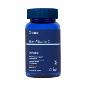 Cinkas ir Vitaminas C iš Trace Minerals - 60 aviečių skonio kramtomų tablečių pakuotė